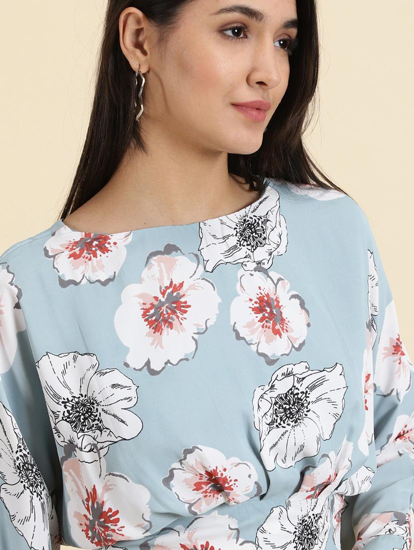 women's blouson boat neck top - 19699150 - Standard Image - 5