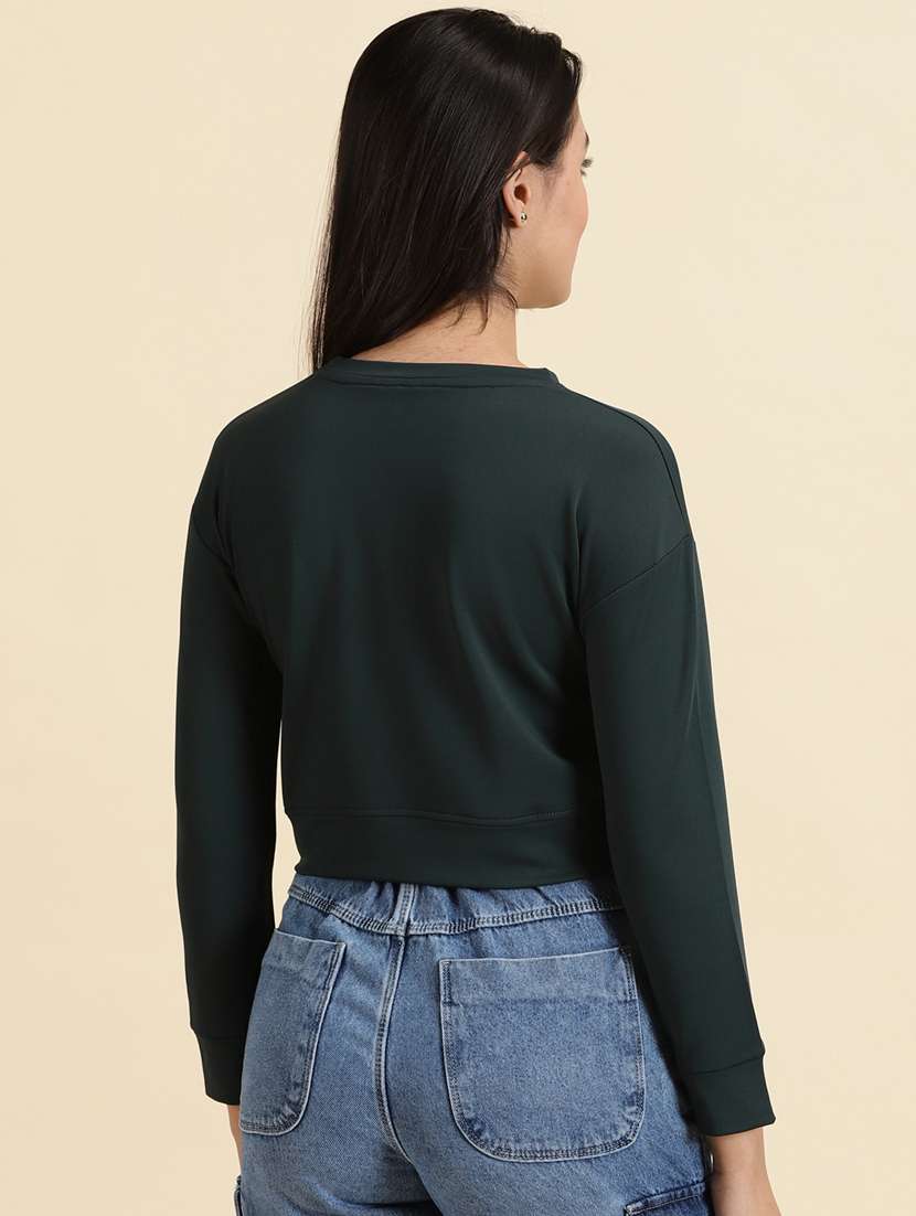 women's crop round neck top - 19699151 -  Standard Image - 3