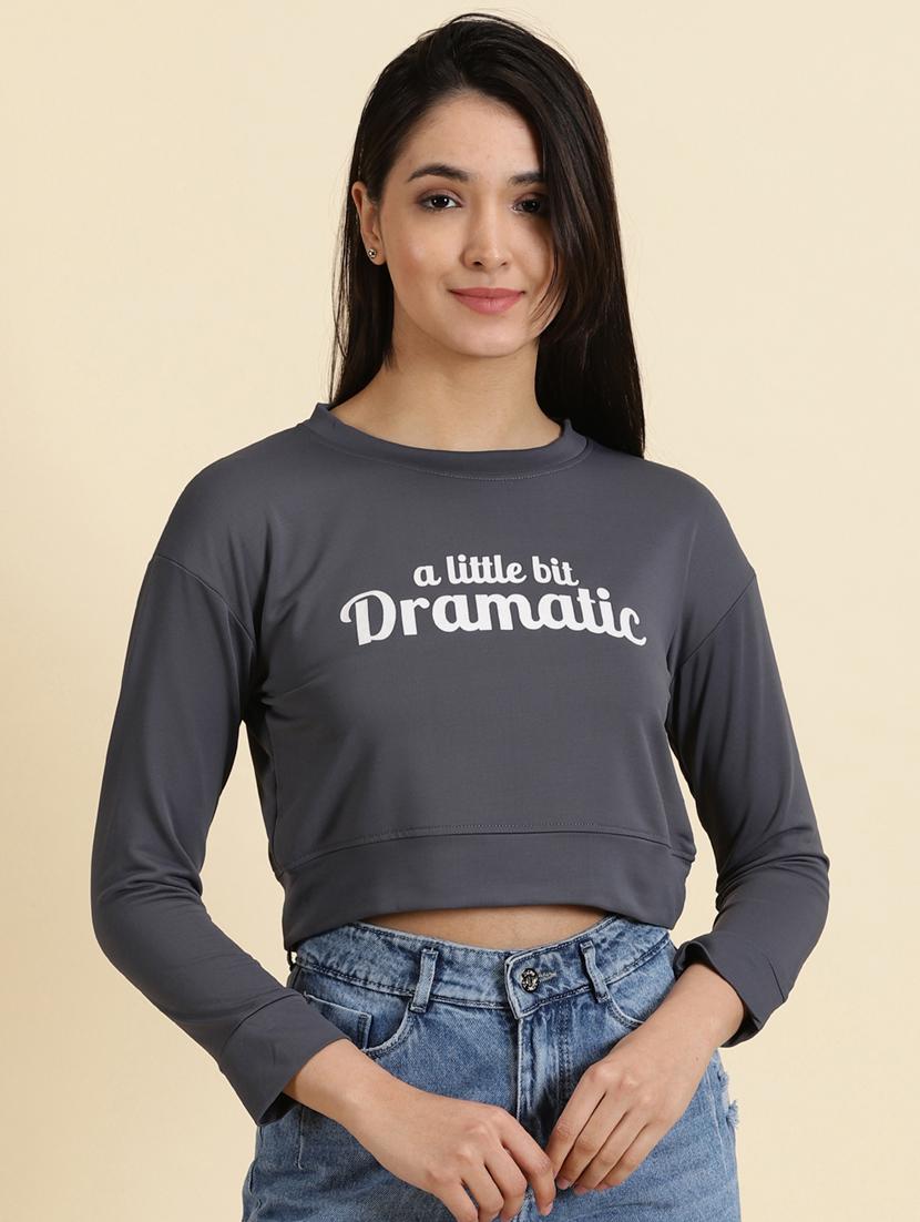 women's crop round neck top - 19699152 -  Zoom Image - 0