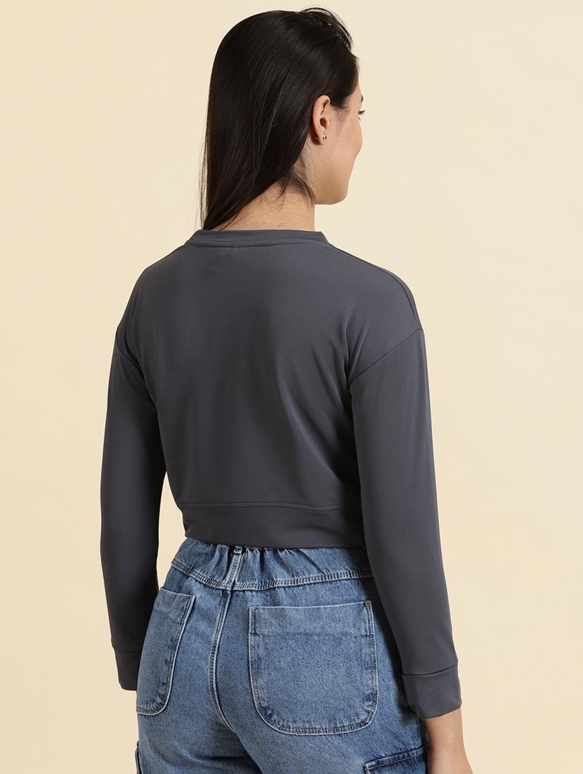 women's crop round neck top - 19699152 - Standard Image - 3