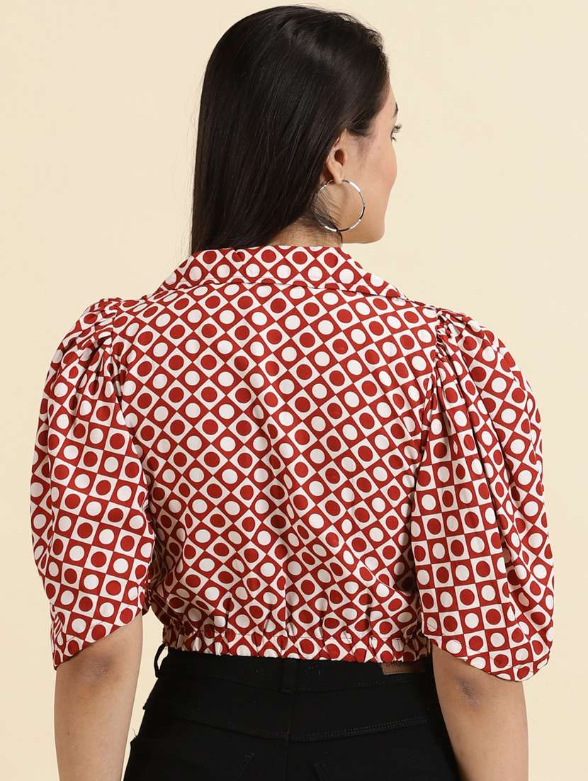 women's crop lapel neck top - 19699164 -  Standard Image - 3