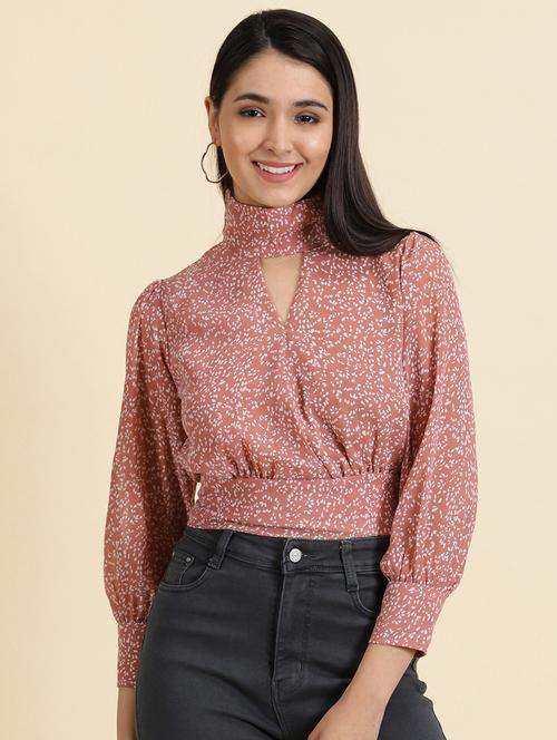 women's blouson key hole neck top - 19699169 -  Standard Image - 0