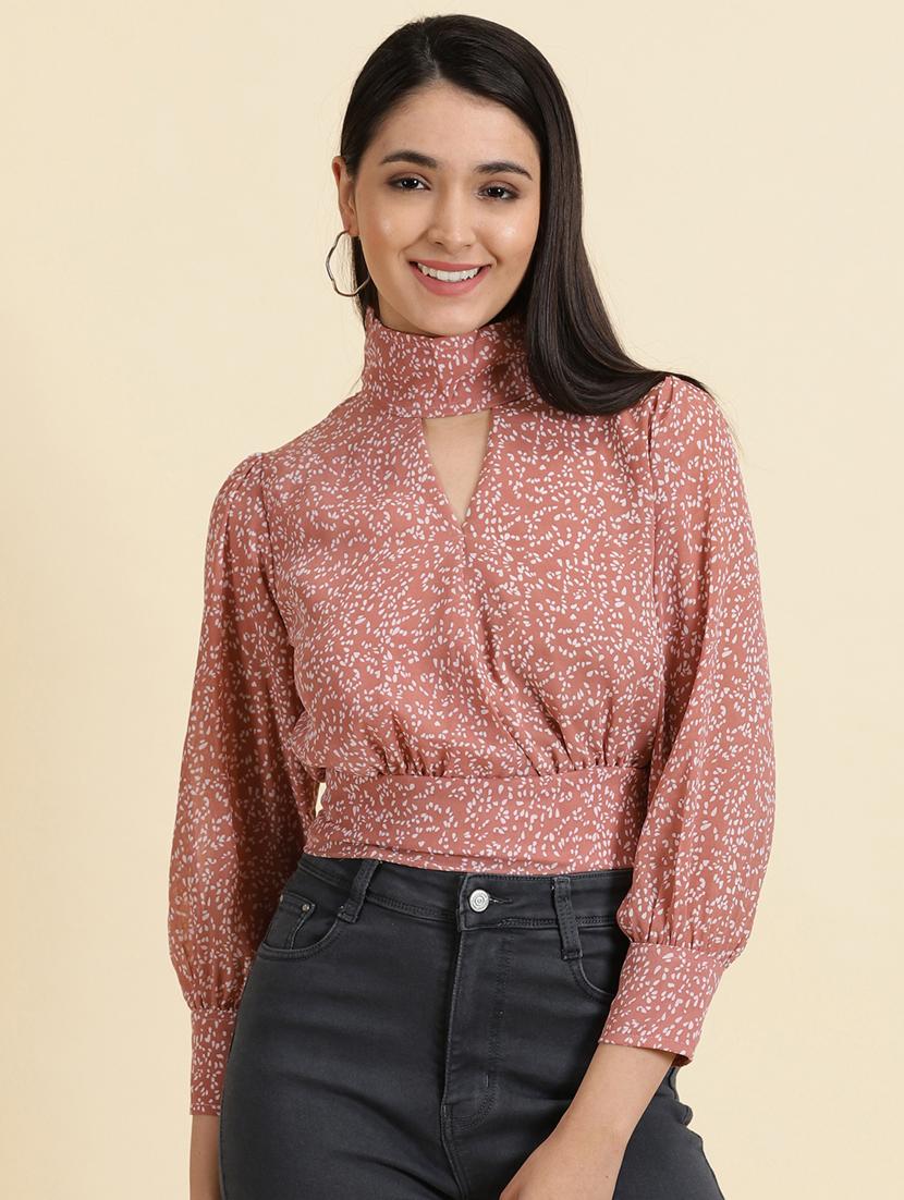 women's blouson key hole neck top - 19699169 -  Zoom Image - 0