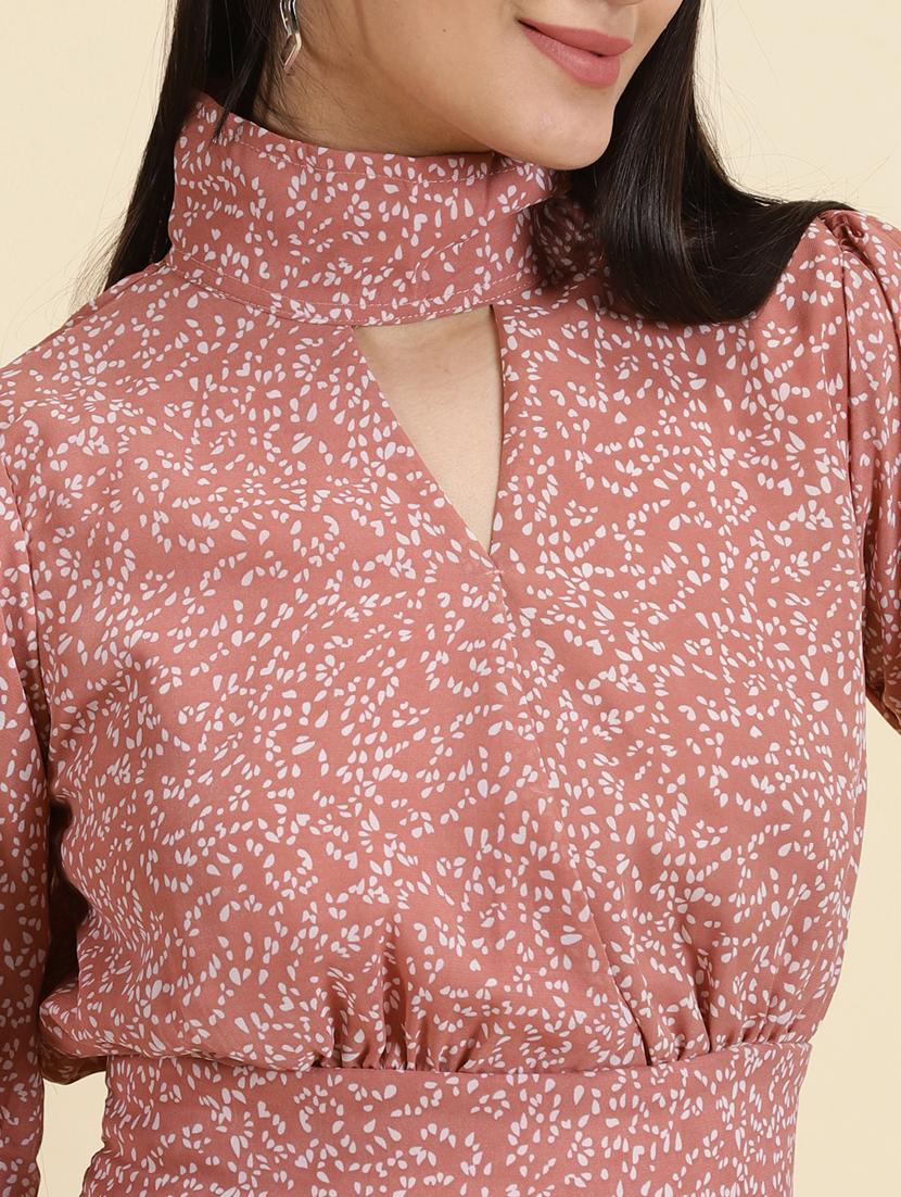 women's blouson key hole neck top - 19699169 - Standard Image - 5
