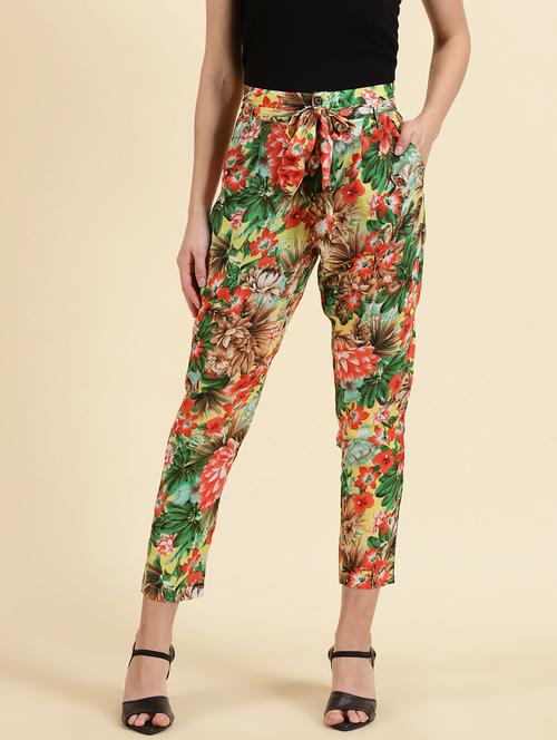 floral print pleated trouser with waist belt - 19699182 -  Standard Image - 0