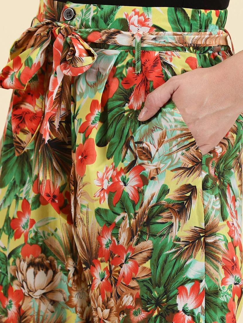 floral print pleated trouser with waist belt - 19699182 -  Standard Image - 5
