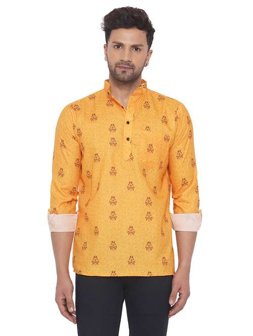 mandarin neck printed short kurta - 19699218 - Standard Image - 0