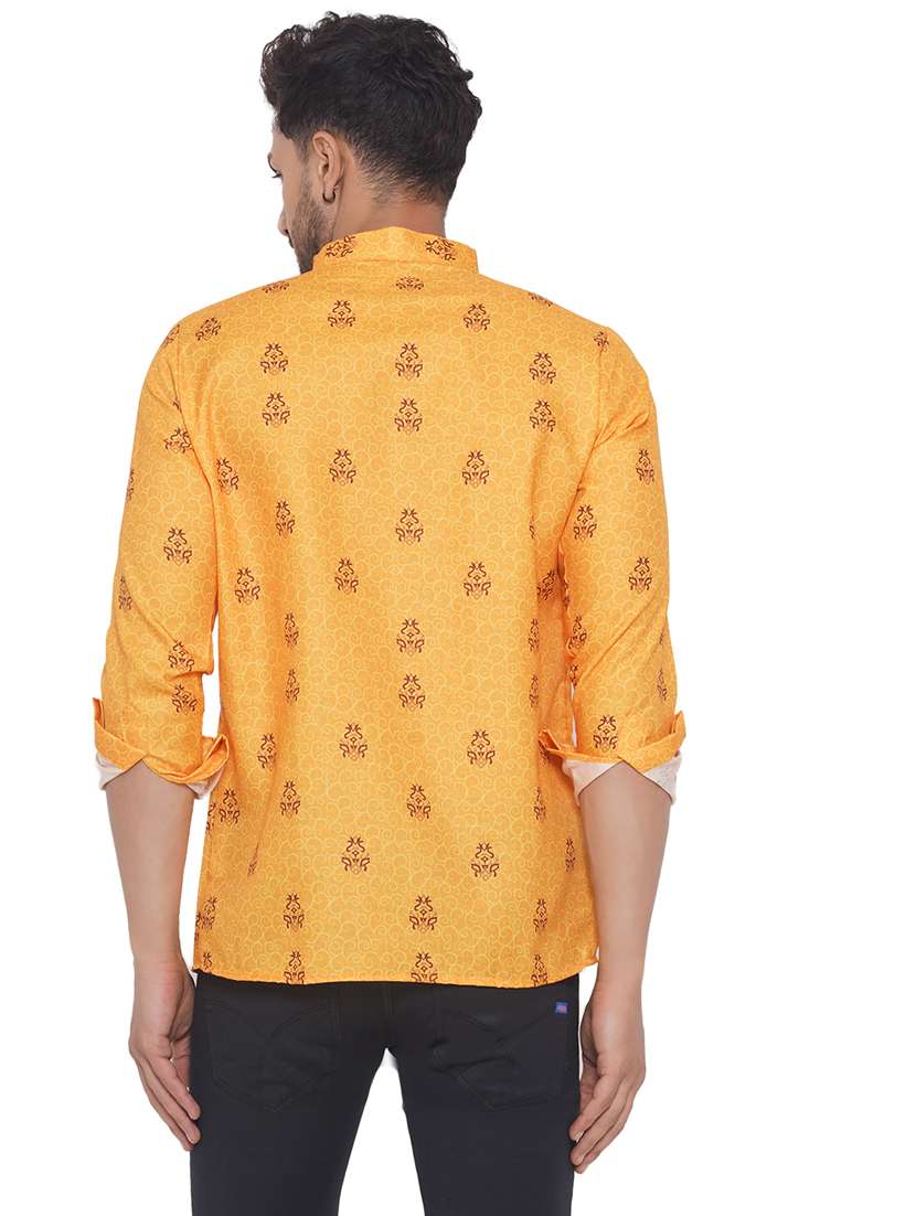 mandarin neck printed short kurta - 19699218 - Standard Image - 3