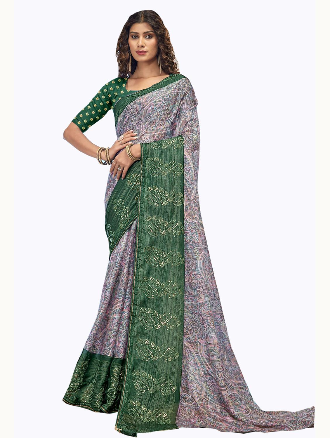 women's abstract multi colored saree with blouse - 19700006 - Zoom Image - 0