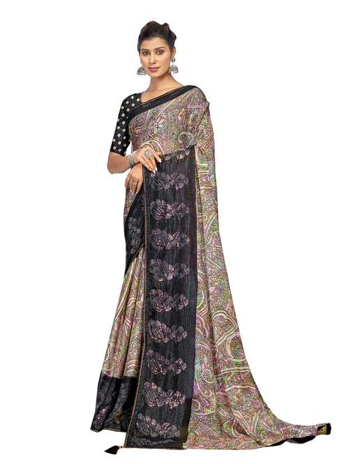 abstract print woven saree with blouse - 19700009 - Standard Image - 0