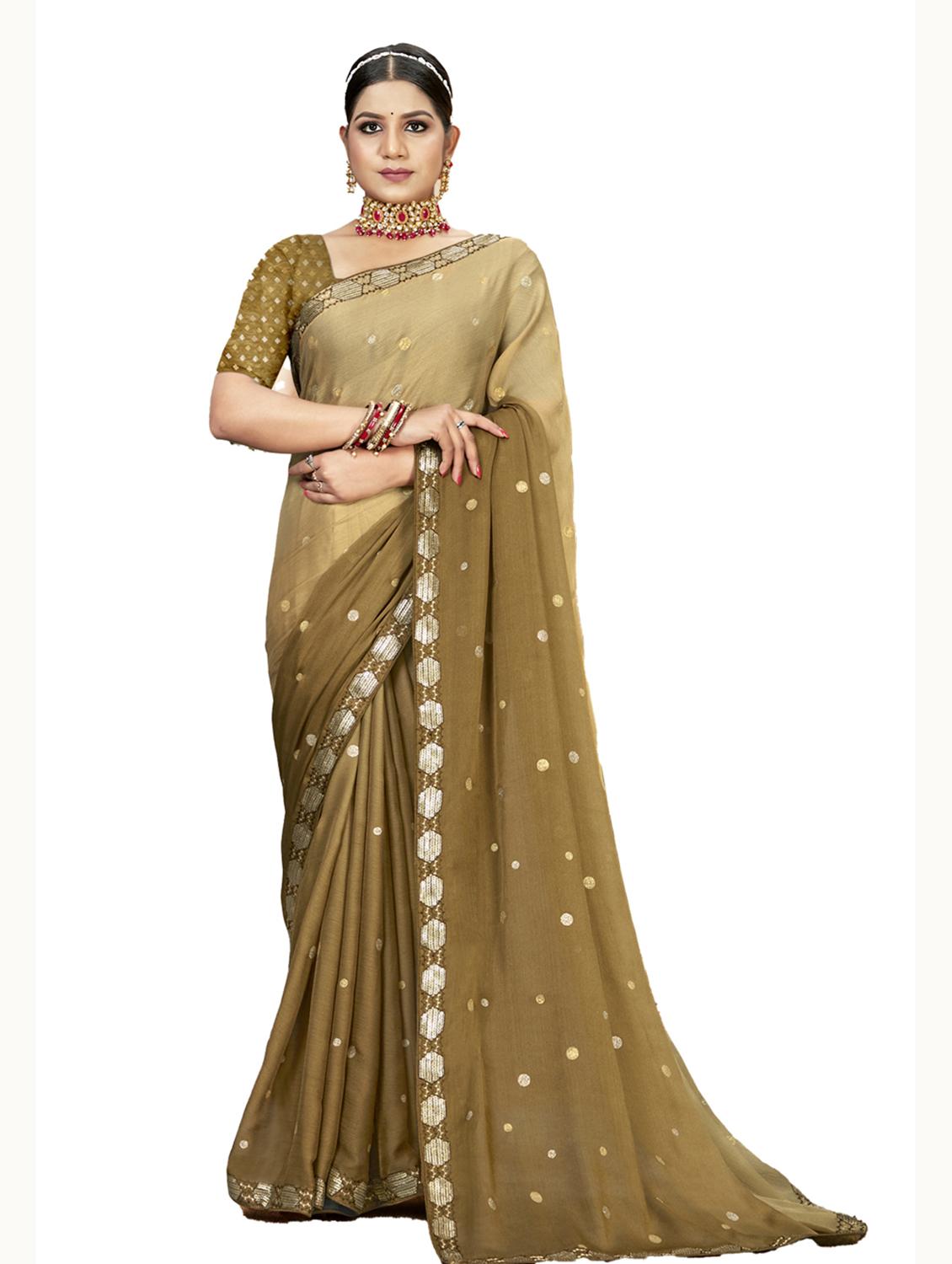 polka dot woven saree with blouse - 19700093 - Zoom Image - 0
