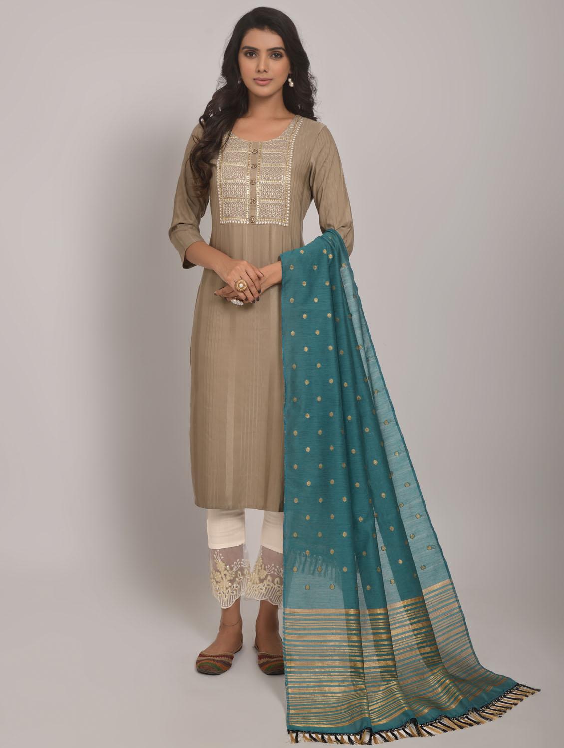 women embroidered kurta dupatta set - 19700161 - Zoom Image - 0