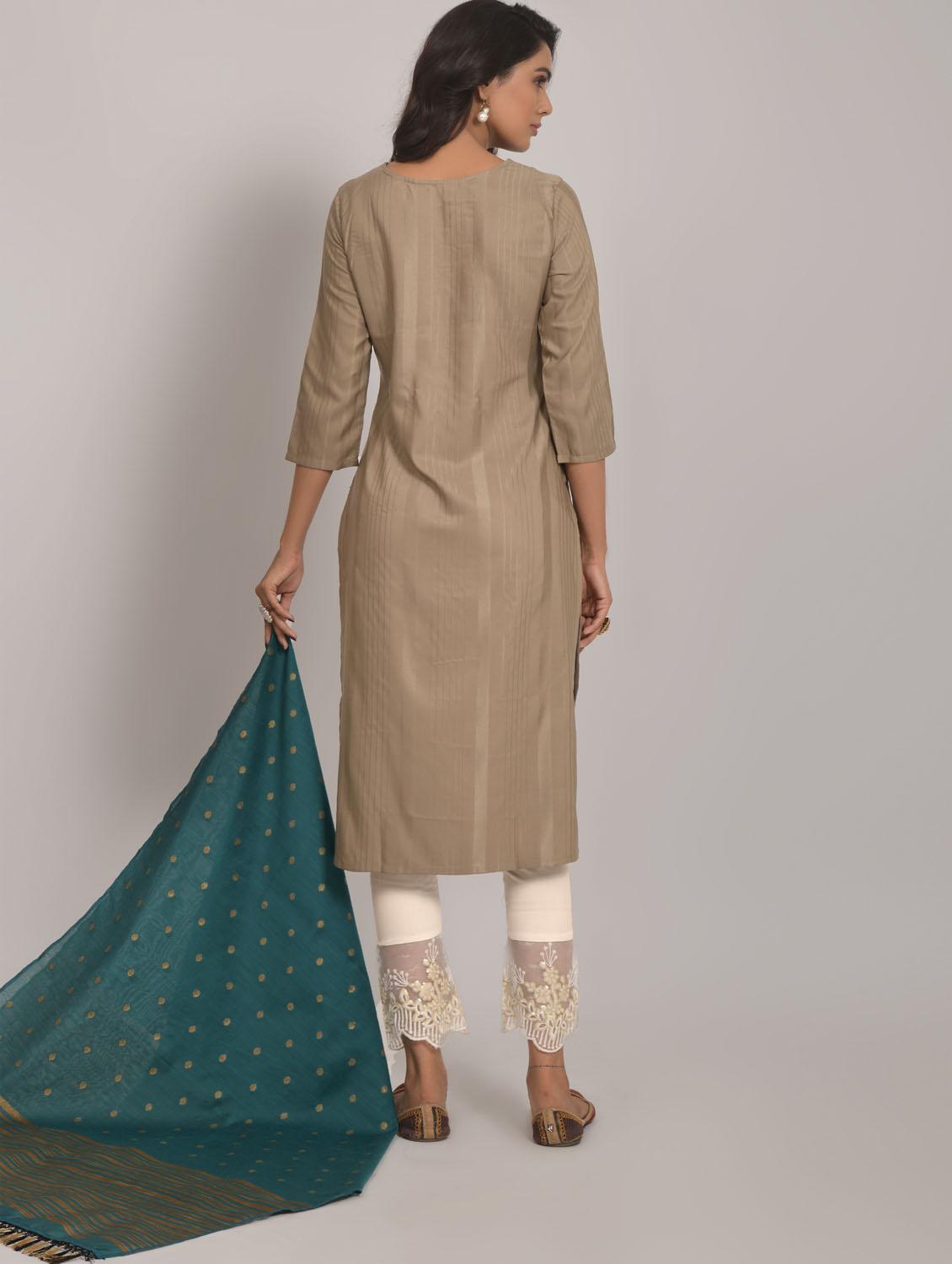 women embroidered kurta dupatta set - 19700163 - Standard Image - 3