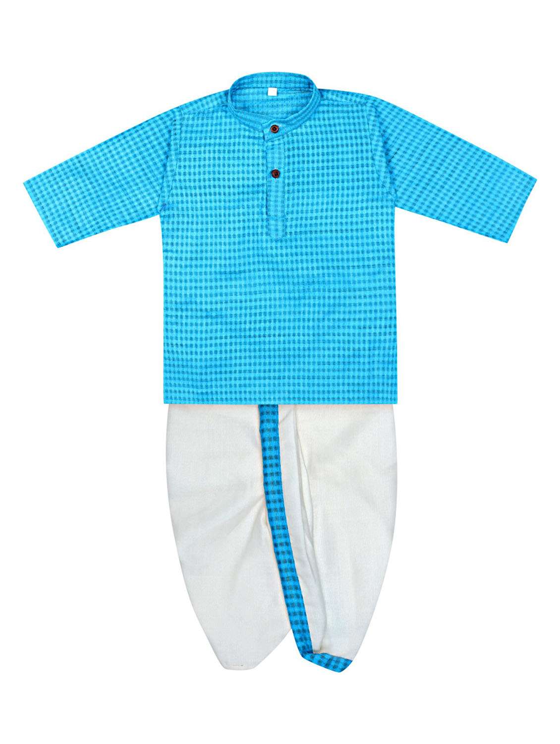 check woven dhoti kurta set - 19701188 - Zoom Image - 0