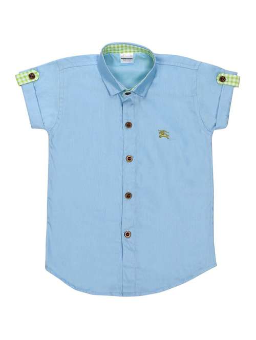 boys blue cotton shirt - 19701312 - Standard Image - 0