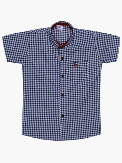 boys navy blue check shirt - 19701322 -  Standard Image - 0
