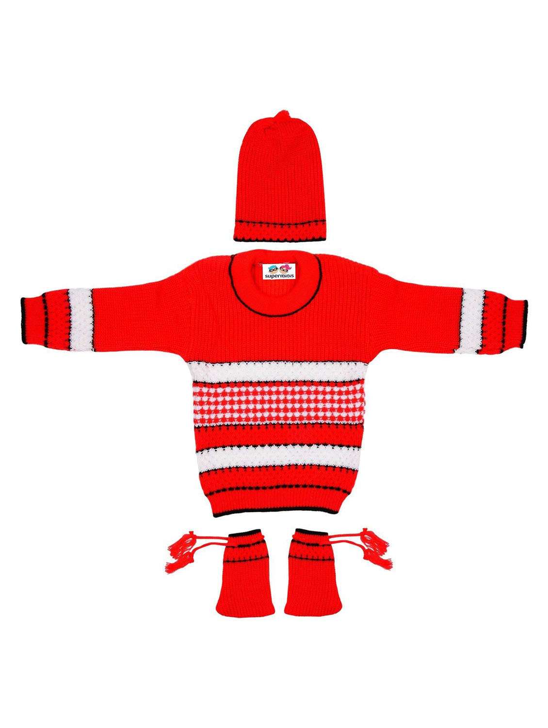boy self design sweater with cap and socks set
