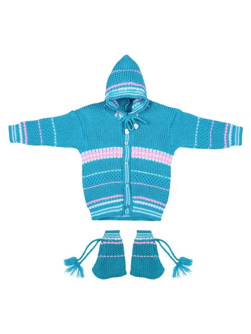 boy self design sweater with cap and socks set - 19701339 - Standard Image - 0