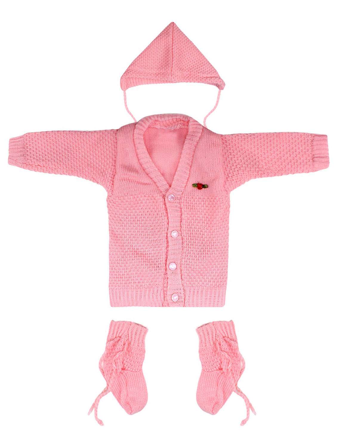 boy pink cardigan with cap and socks set