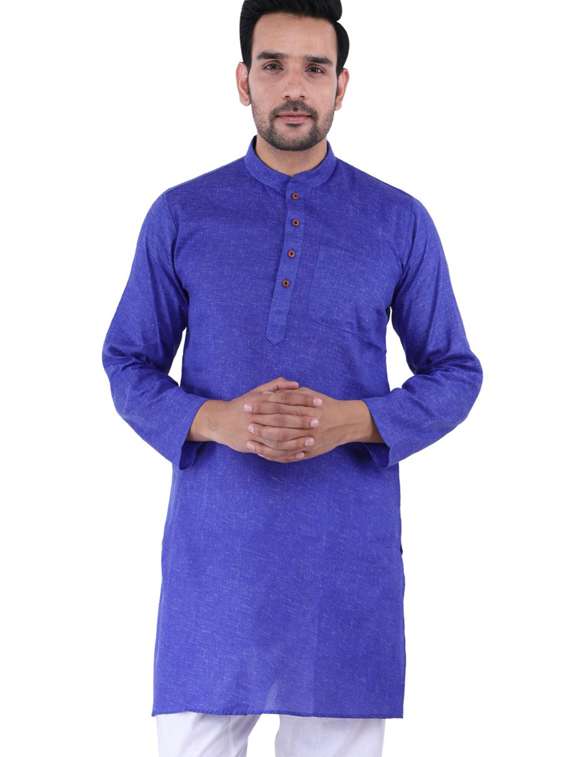 blue cotton blend kurta
