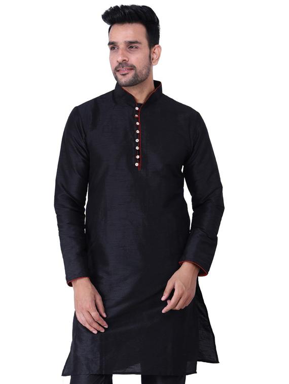 mandarin neck solid medium kurta - 19702617 - Zoom Image - 0