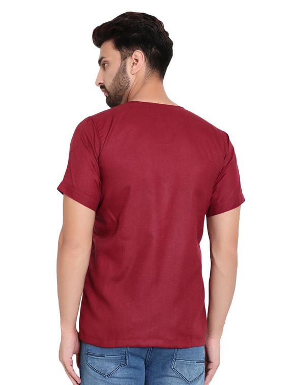 notched neck solid short kurta - 19702629 - Standard Image - 3