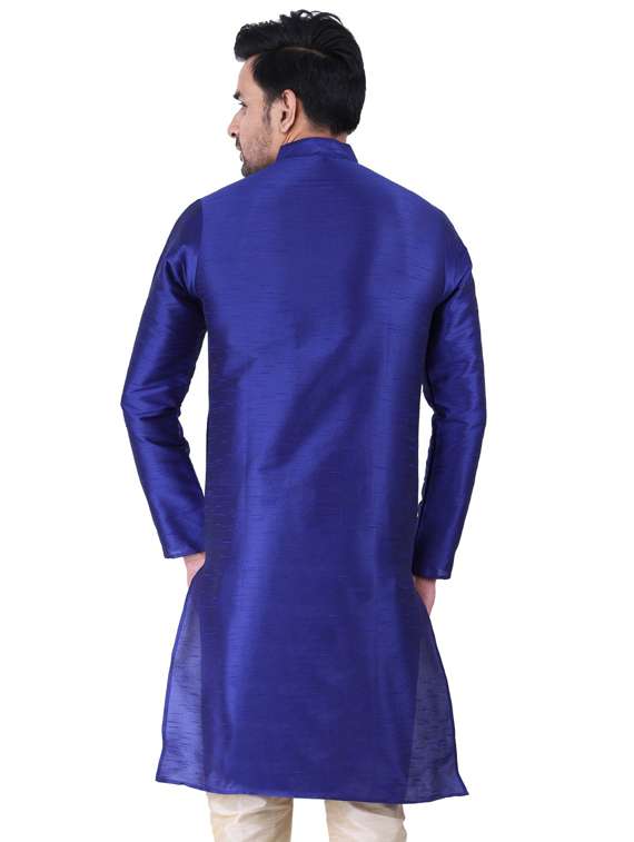 dark blue solid kurta pyjama set - 19702772 -  Standard Image - 3