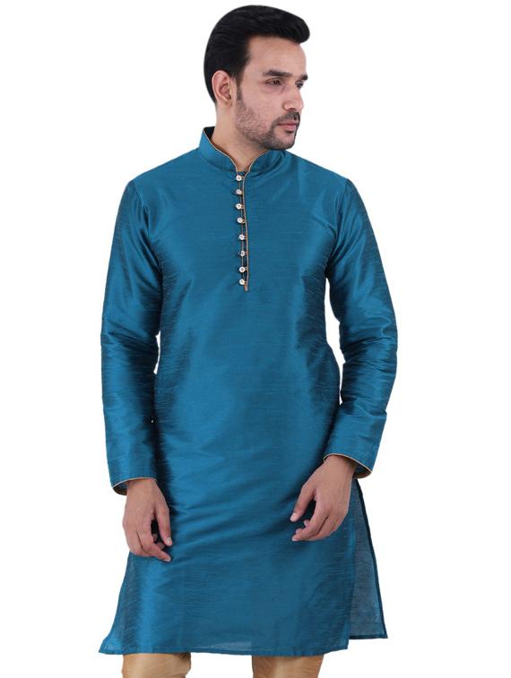 blue solid kurta pyjama set - 19702805 - Zoom Image - 0