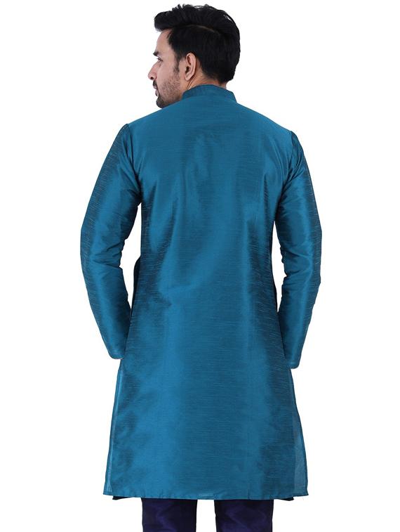 blue solid kurta pyjama set - 19702805 - Standard Image - 3
