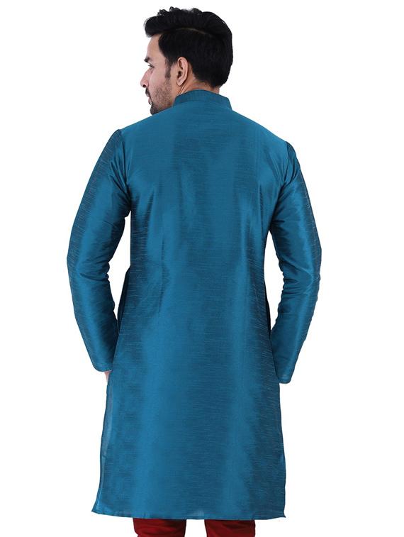 blue solid kurta pyjama set - 19702807 - Standard Image - 3