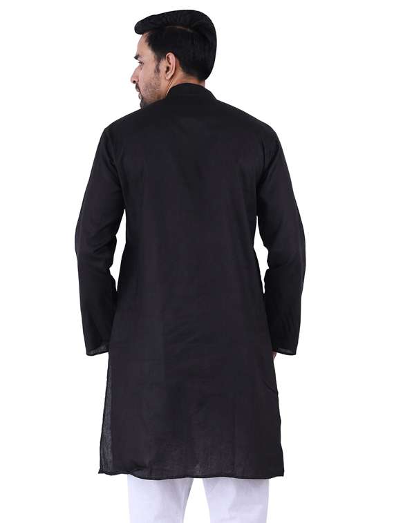 black solid kurta pyjama set - 19702825 -  Standard Image - 3