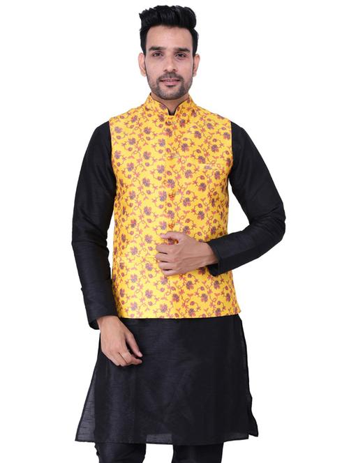multi colored printed kurta pyjama with nehru jacket - 19702846 -  Standard Image - 0