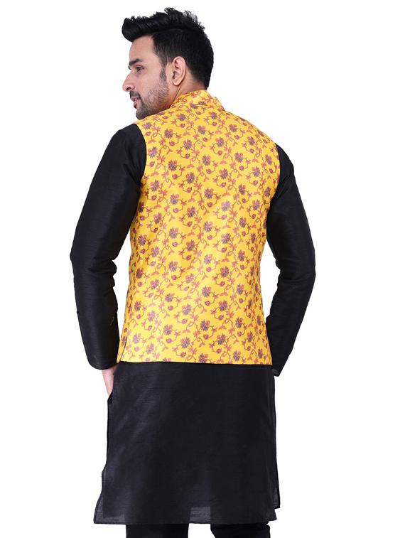 multi colored printed kurta pyjama with nehru jacket - 19702846 - Standard Image - 3