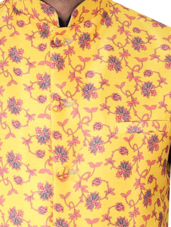 multi colored printed kurta pyjama with nehru jacket - 19702846 - Standard Image - 5