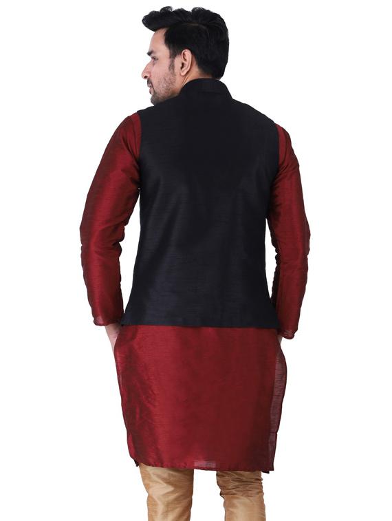 multi colored solid kurta pyjama with nehru jacket - 19702847 - Standard Image - 3