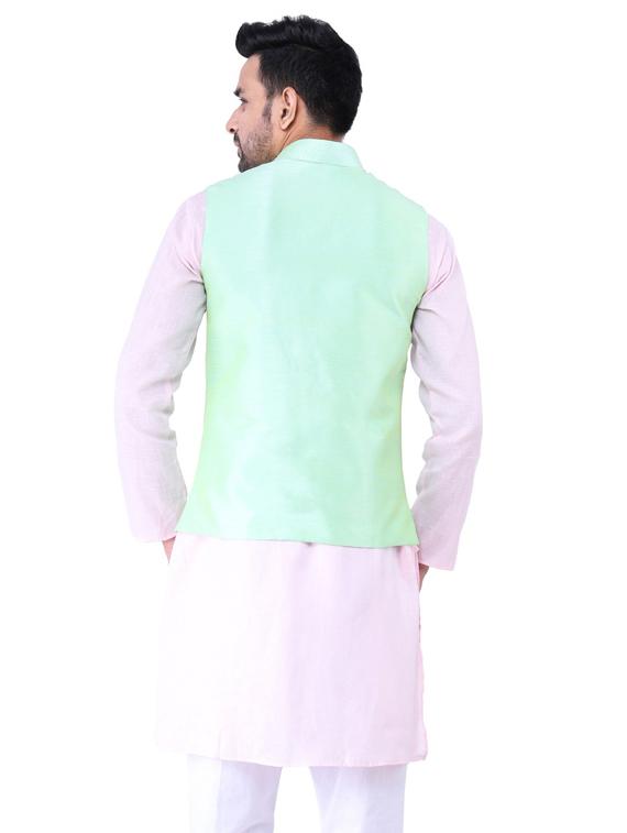 multi colored solid kurta pyjama with nehru jacket - 19702857 - Standard Image - 3
