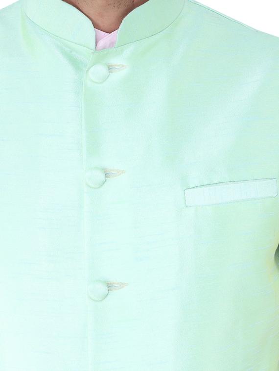 multi colored solid kurta pyjama with nehru jacket - 19702857 - Standard Image - 5