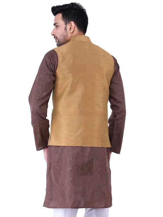 multi colored solid kurta pyjama with nehru jacket - 19702862 - Standard Image - 3