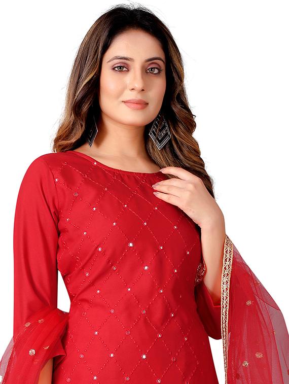 women embroidered kurta palazzo set - 19703551 - Standard Image - 3