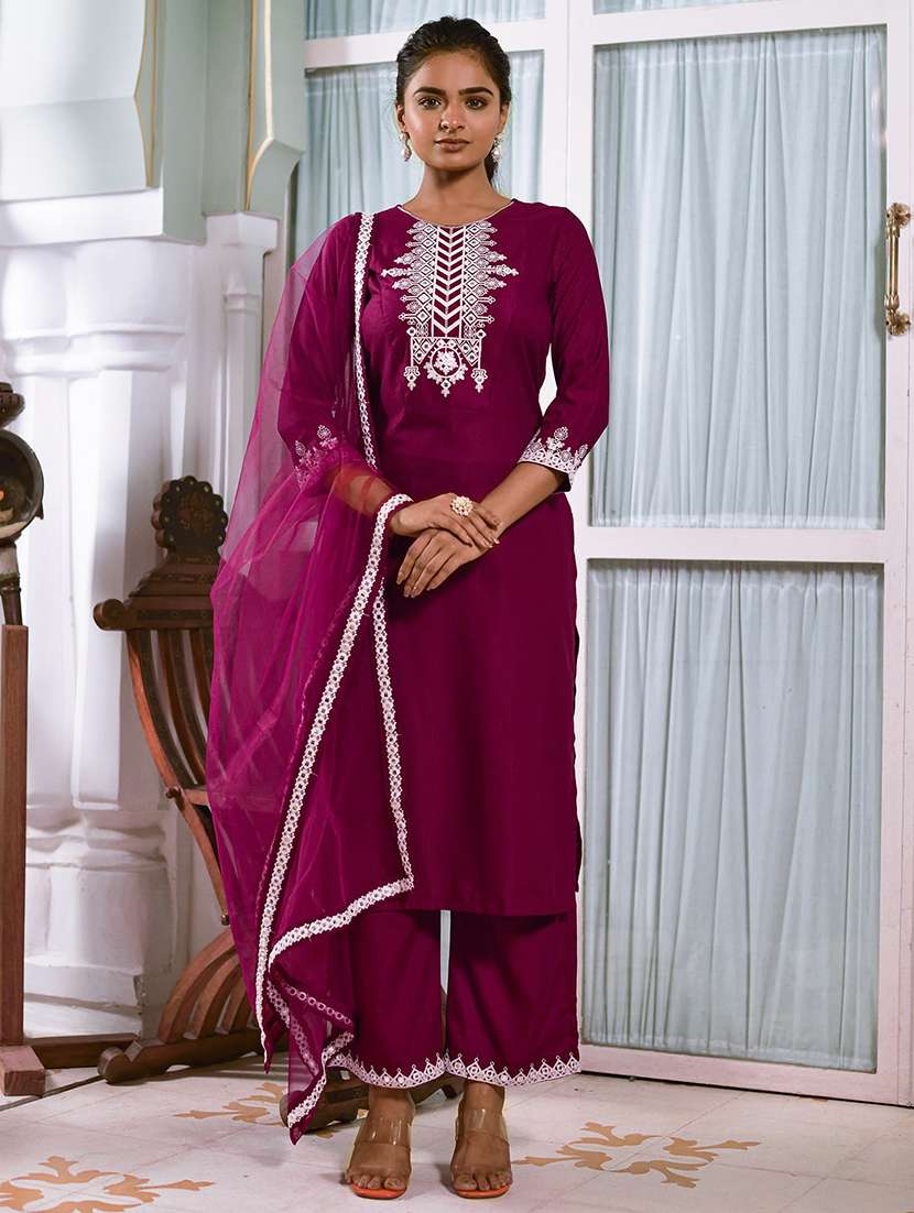 purple embroidered suit set - 19703592 - Zoom Image - 0