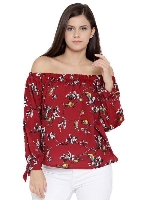 off shoulder floral printed regular top - 19710484 - Standard Image - 0