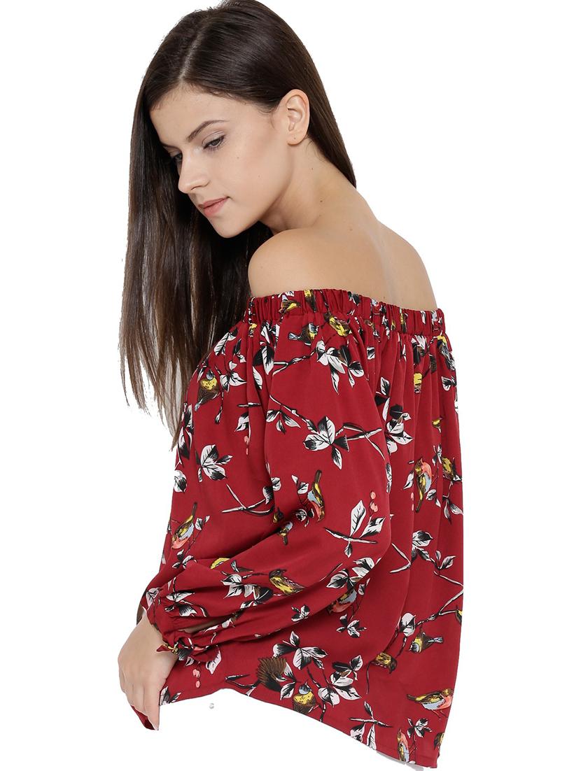off shoulder floral printed regular top - 19710484 - Standard Image - 3
