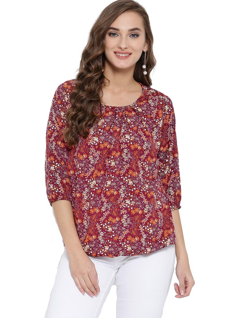 round neck printed regular top - 19710491 - Zoom Image - 0