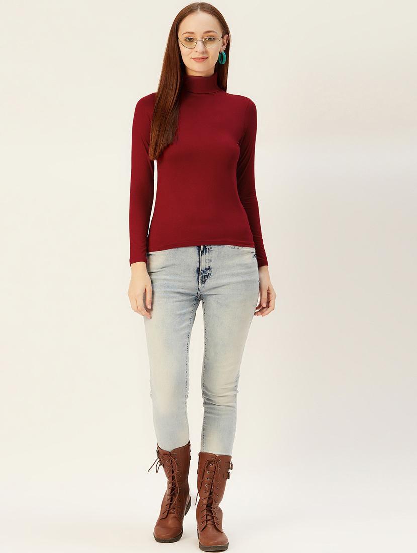 high neck solid regular top - 19710492 - Standard Image - 3