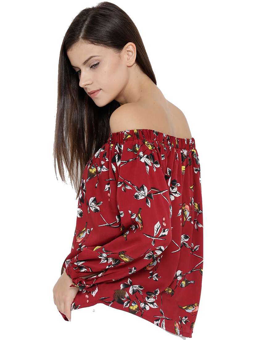 off shoulder printed regular top - 19710499 - Standard Image - 3