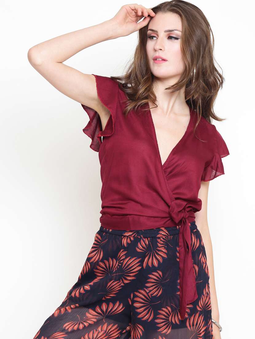 women's wrap v neck top - 19710502 -  Zoom Image - 0