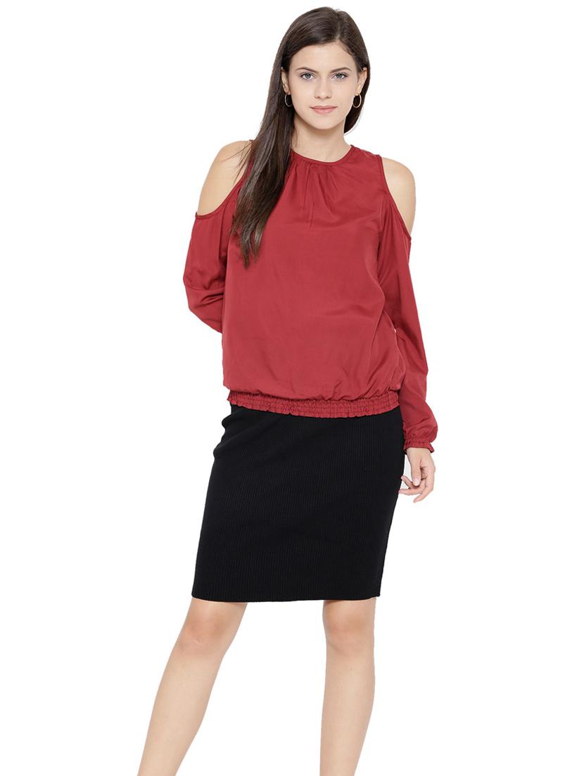 crew neck solid blouson toop - 19710503 - Standard Image - 3