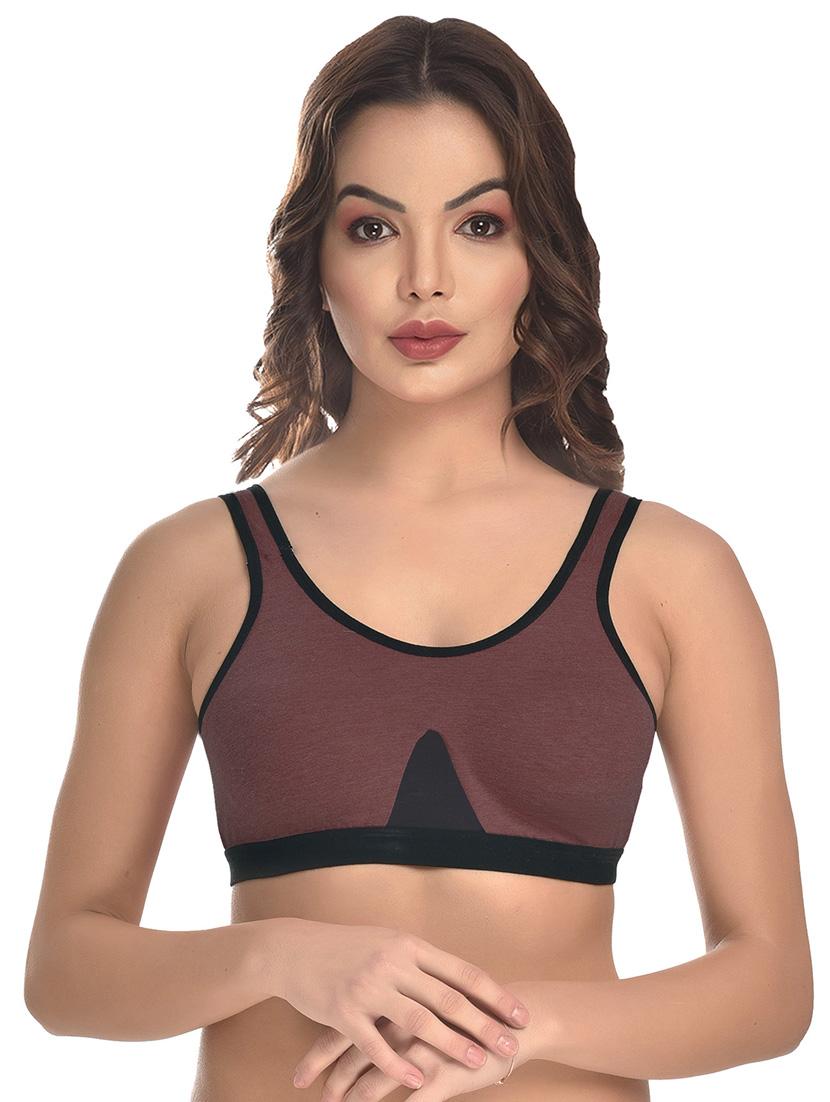 solid cotton blend sports bra - 19710642 - Zoom Image - 0