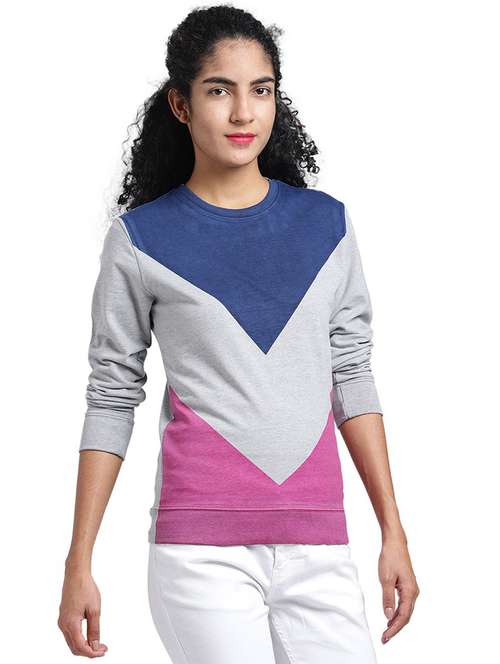 women's color block long sleeve sweatshirt - 19710881 -  Standard Image - 0