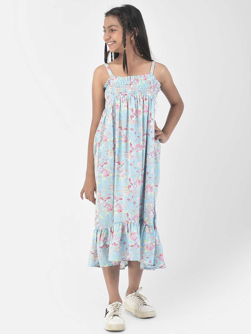 girls shoulder strap sleeveless frock